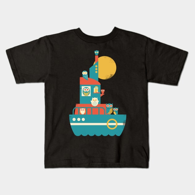 Owl a board Kids T-Shirt by jayf23